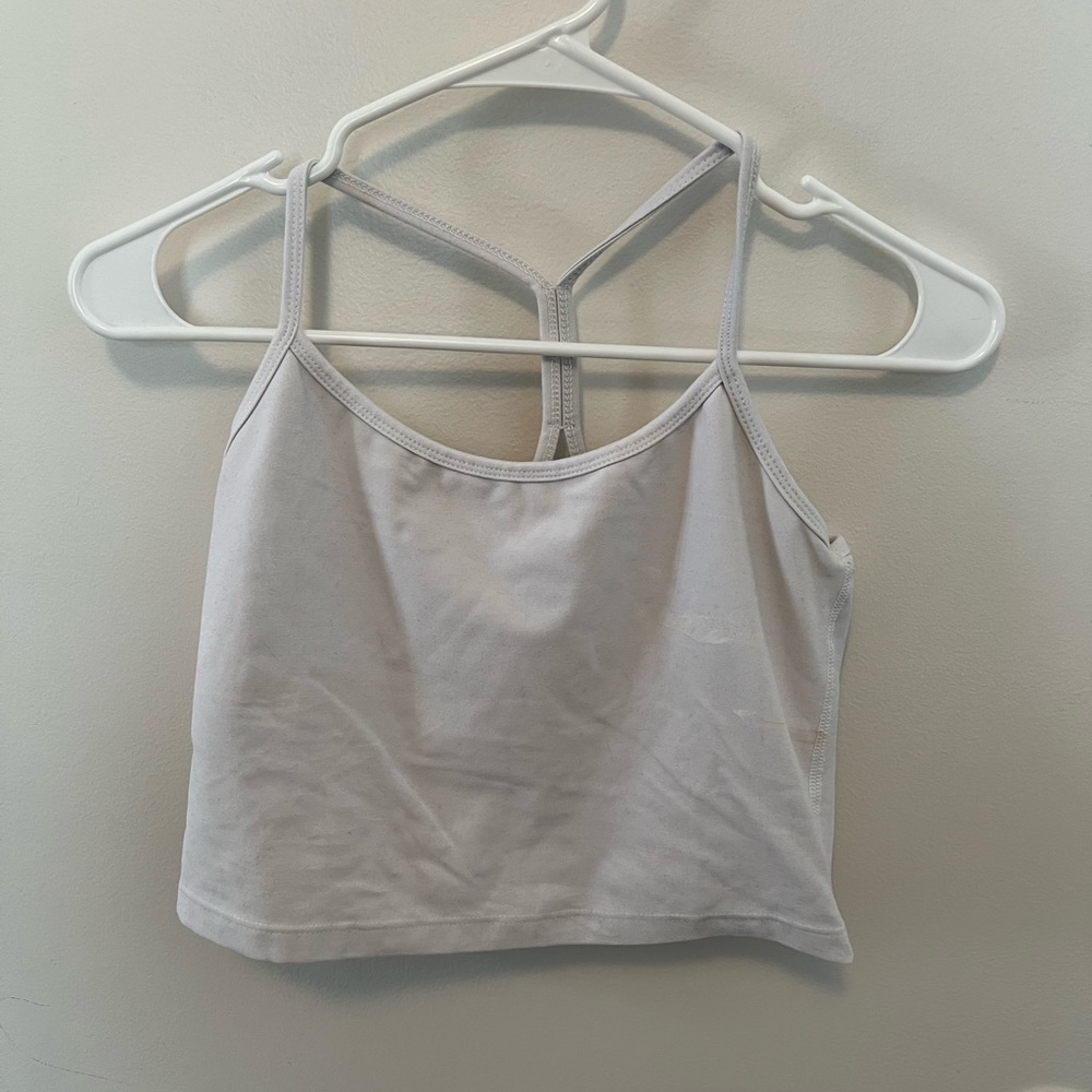 BEYOND YOGA White Harlow Space Dye Crop Performance Tank built in bra